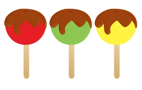 Manzanas de caramelo — Vector de stock