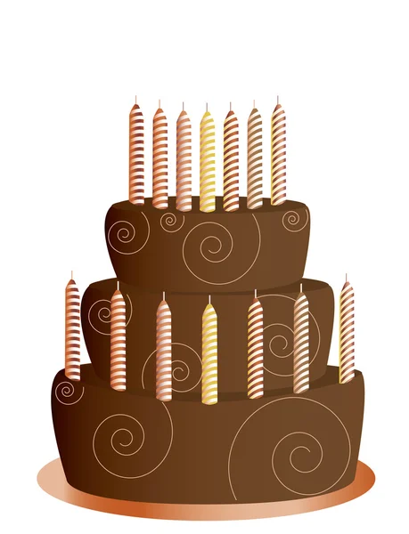分離されたチョコレートの誕生日ケーキ — ストックベクタ