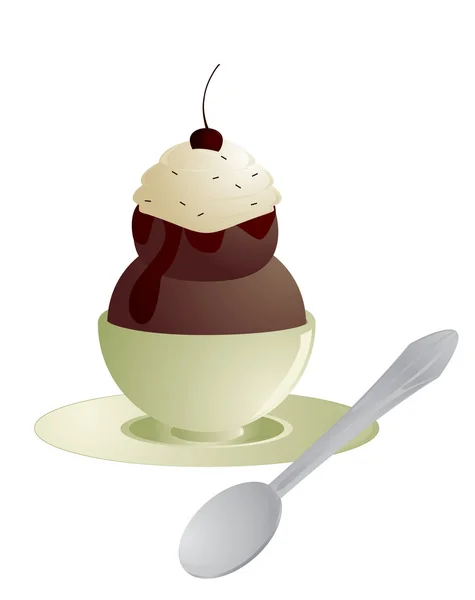 Chocolate ice cream in bowl — Stock Vector