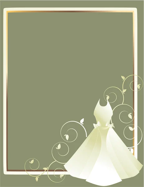 Robe de mariée cadre fond gris — Image vectorielle
