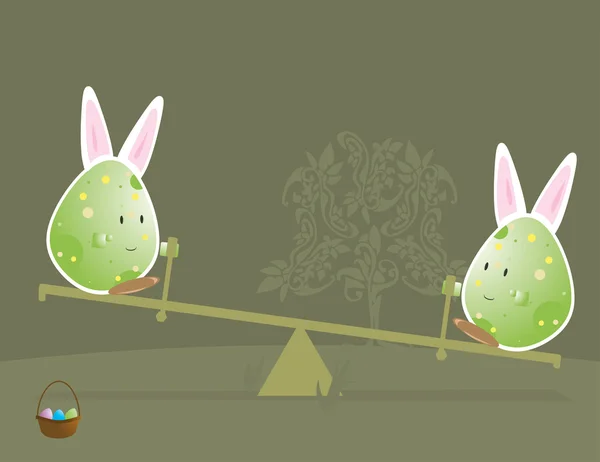 Personajes de huevo de Pascua con orejas de conejo 2 — Vector de stock
