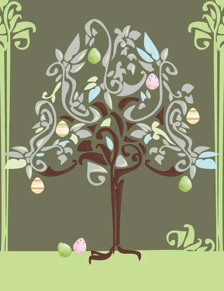 Abstraktní velikonoční vajíčka strom — Stockový vektor