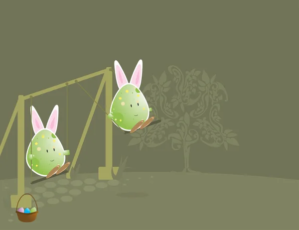 Personajes de huevo de Pascua con orejas de conejo 3 — Vector de stock