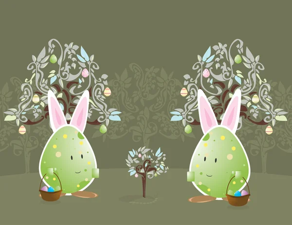 Персонажи пасхального яйца с кроличьими ушами 5 — стоковый вектор