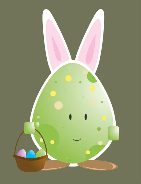 Huevo de Pascua carácter con orejas de conejo 1 — Vector de stock