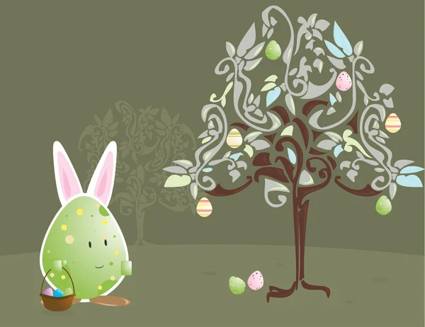 Huevo de Pascua carácter con orejas de conejo 4 — Vector de stock