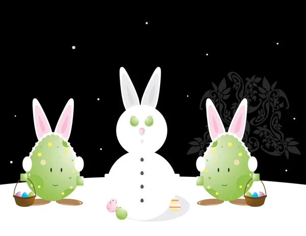 Personajes de huevo de Pascua con orejas de conejo 6 — Archivo Imágenes Vectoriales