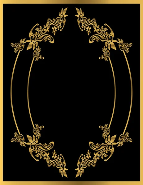 Gouden bloemen frame 1 — Stockvector