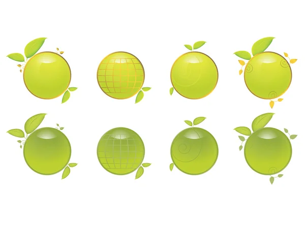 Boutons icône feuille verte — Image vectorielle