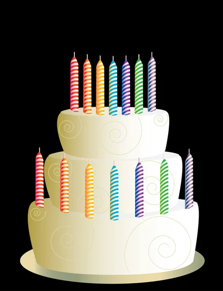 Blanco pastel de cumpleaños de tres capas — Vector de stock