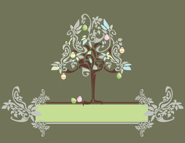 Abstrato Banner de árvore de ovo de Páscoa Vetor De Stock