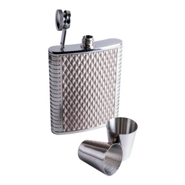 Alcohol grooved flask and two steel drin clipart