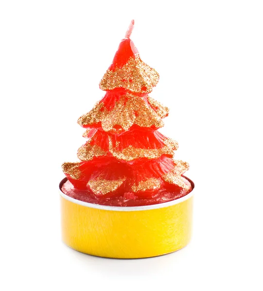 Small candle in shape of christmas tree — Stock Photo, Image