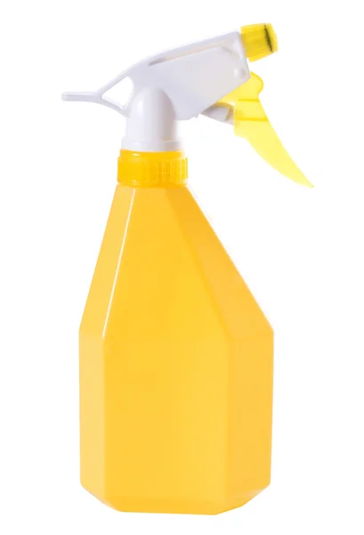 Gele spray fles geïsoleerd op wit — Stockfoto