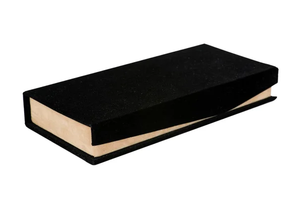 Siyah ve bej rengi kadife hediye kutusu — Stok fotoğraf