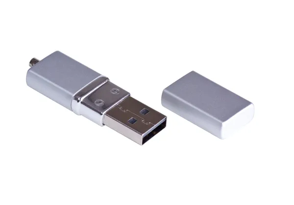 Silvery usb flash drive — Stock Photo, Image