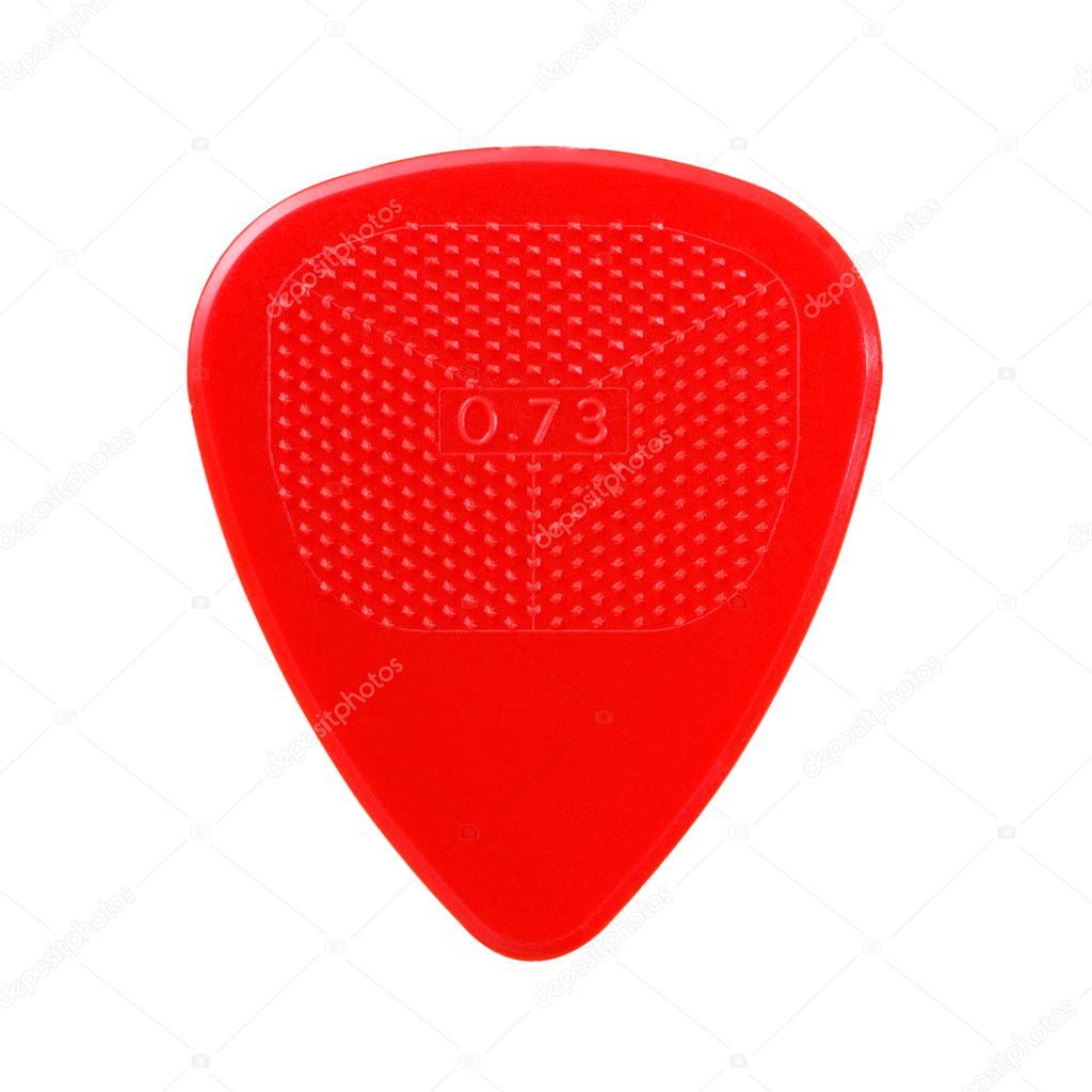 Red ribbed guitar plectrum
