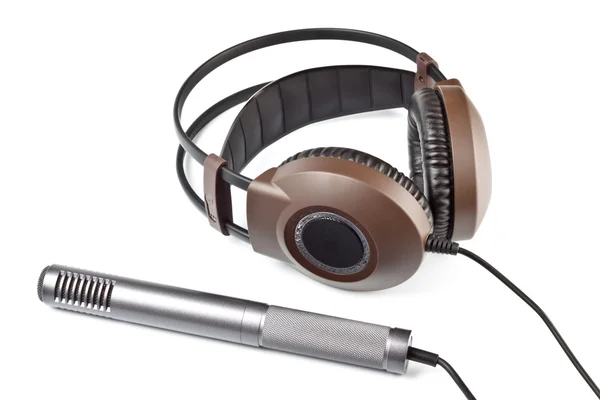 Headphones and vocal microphone — Stock Photo, Image