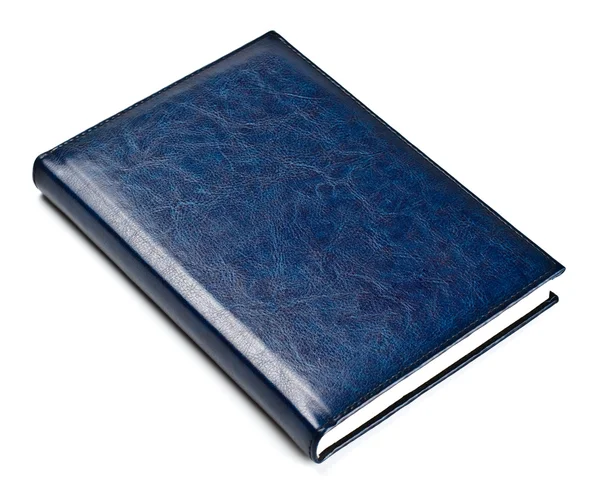 Stängt blå läder notebook — Stockfoto
