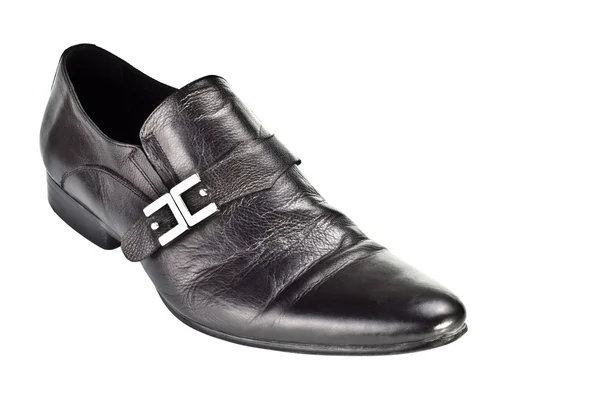 Чорне чоловіче взуття з пряжкою — стокове фото