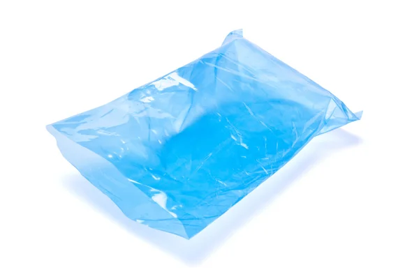 Pacote de polietileno azul vazio — Fotografia de Stock
