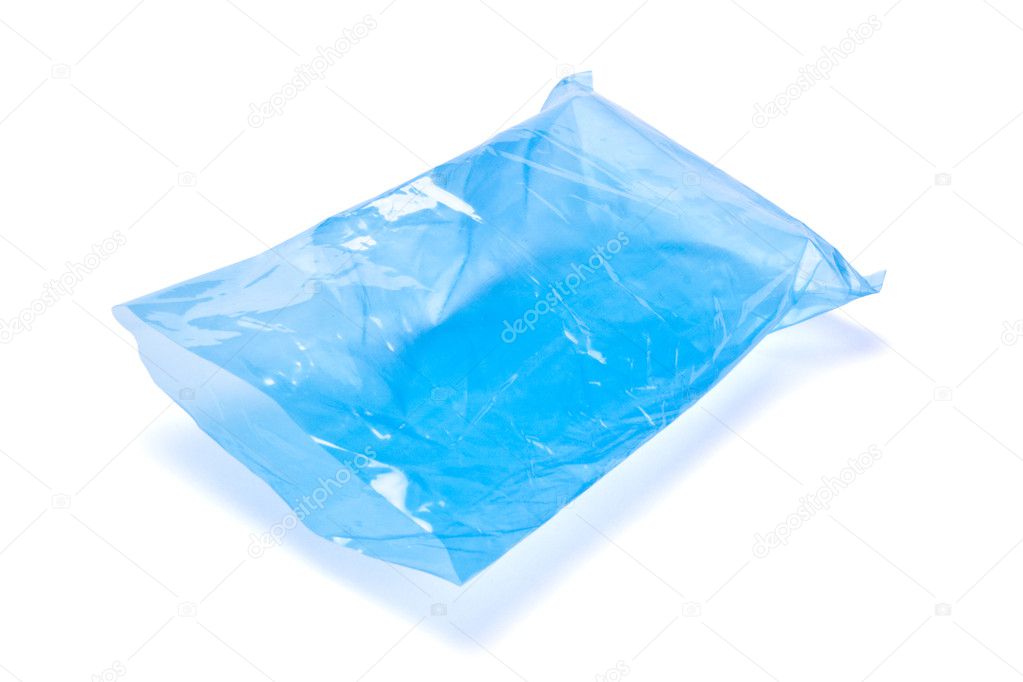 Blue empty polyethylene package