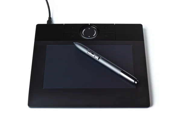 stock image Blue drawing tablet with pen