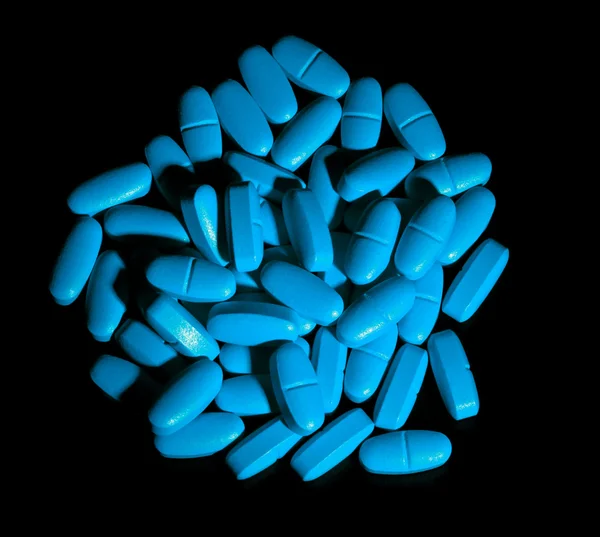 Lote de comprimidos azuis — Fotografia de Stock