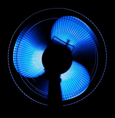 Big office fan in blue light clipart