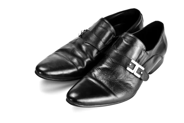 Black male shoes with buckles — Stock Photo, Image