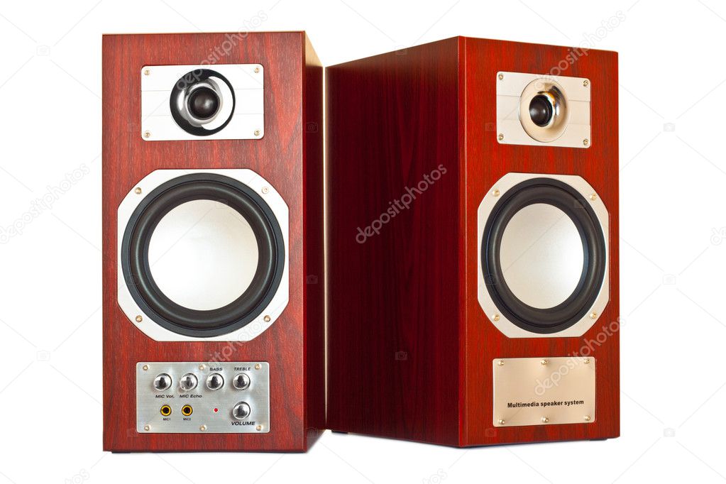Two brown speakers