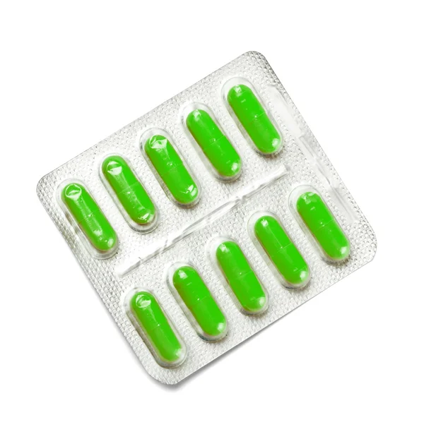 Package of green capsules — Stock Photo, Image