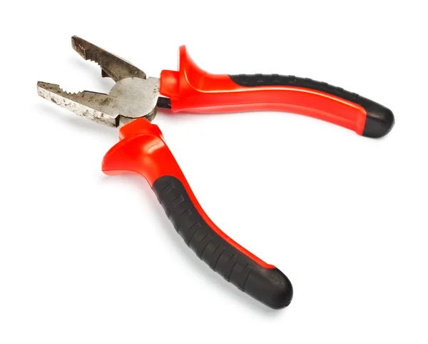 Opened pliers with red handle — Stock Photo, Image