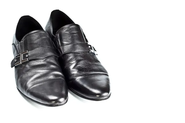 Czarne buty męskie z klamrami — Zdjęcie stockowe