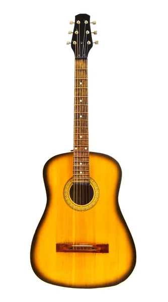 Žlutá akustická kytara — Stock fotografie