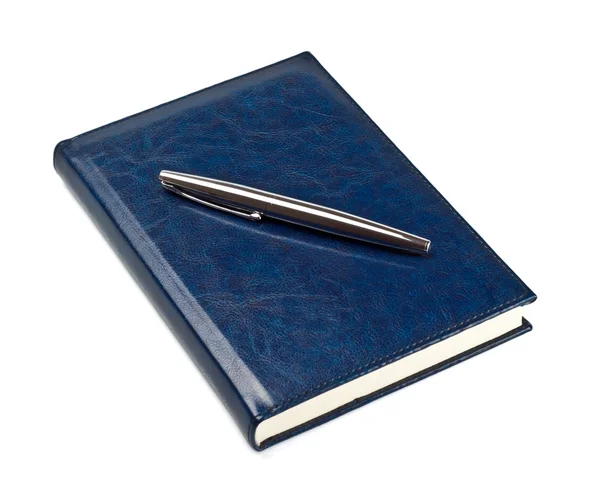 Ручка на закритому щоденнику — стокове фото
