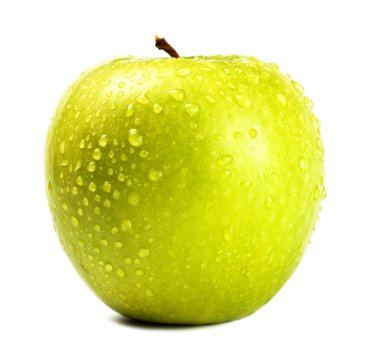 Su damlalı yeşil elma
