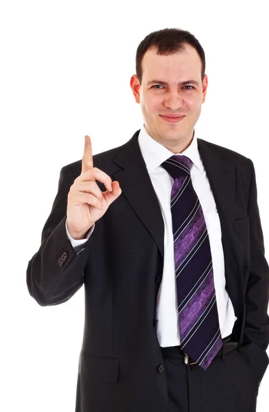 Usmívající se podnikatel zvýšit prst nahoru — Stock fotografie