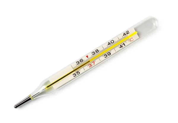 El termómetro muestra temperatura de peligro — Foto de Stock