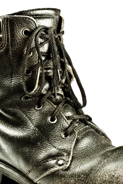Velho exército estilo bota closeup — Fotografia de Stock