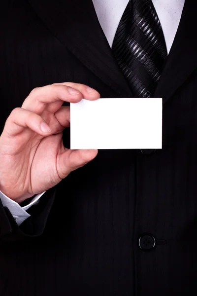 Empresario mostrar tarjeta en blanco —  Fotos de Stock