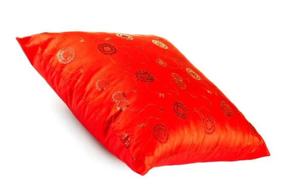 Red decorative pillow with pattern — Stock Photo, Image
