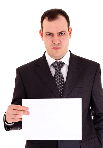 Angry businessman show paper — Stock Photo, Image