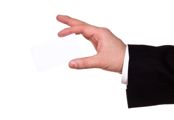 Empresario mano mostrar tarjeta en blanco —  Fotos de Stock