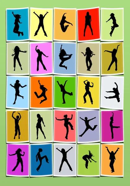 It is a lot of silhouettes of on a colour background — Stock Photo, Image