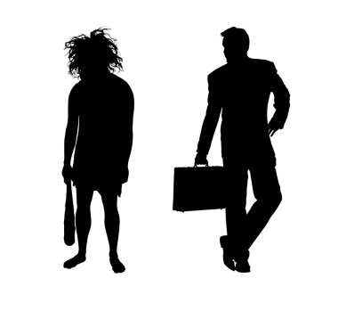 Illustration of a mutation of the person from primitive in the normal clipart