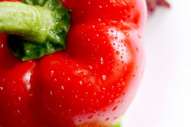 Red bell pepper with water drops clipart