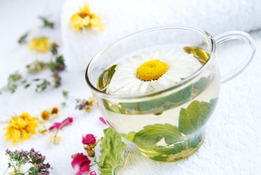 Camomile-mint herbal tea clipart