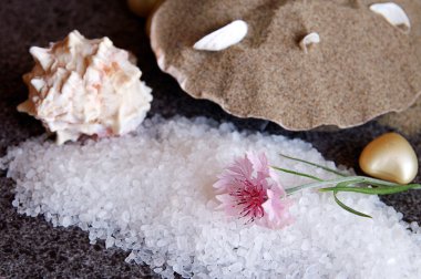 üzerinde siyah granit döşeme banyo deniz tuzu