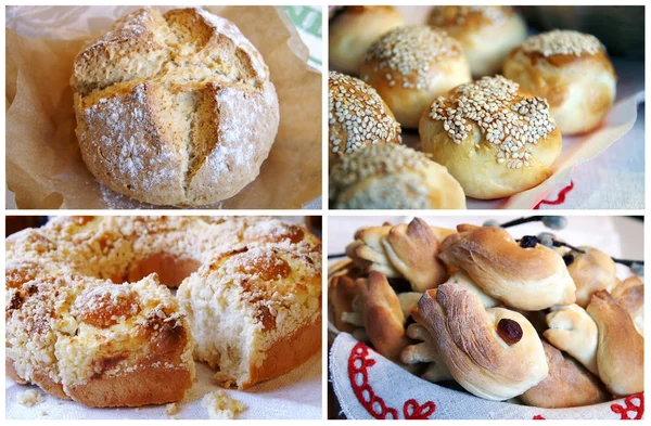 Homemade golden pastry collage — Stock Photo, Image